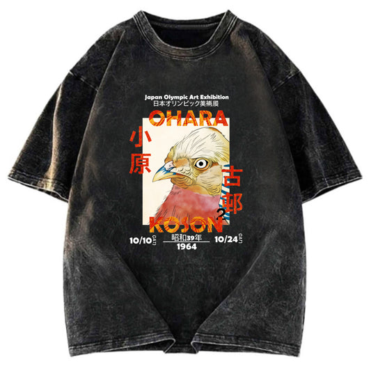 Tokyosol Japanese Bird Poster Washed T Shirt