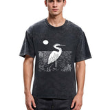 Tokyosol Woodcut Crested Lbis Washed T Shirt