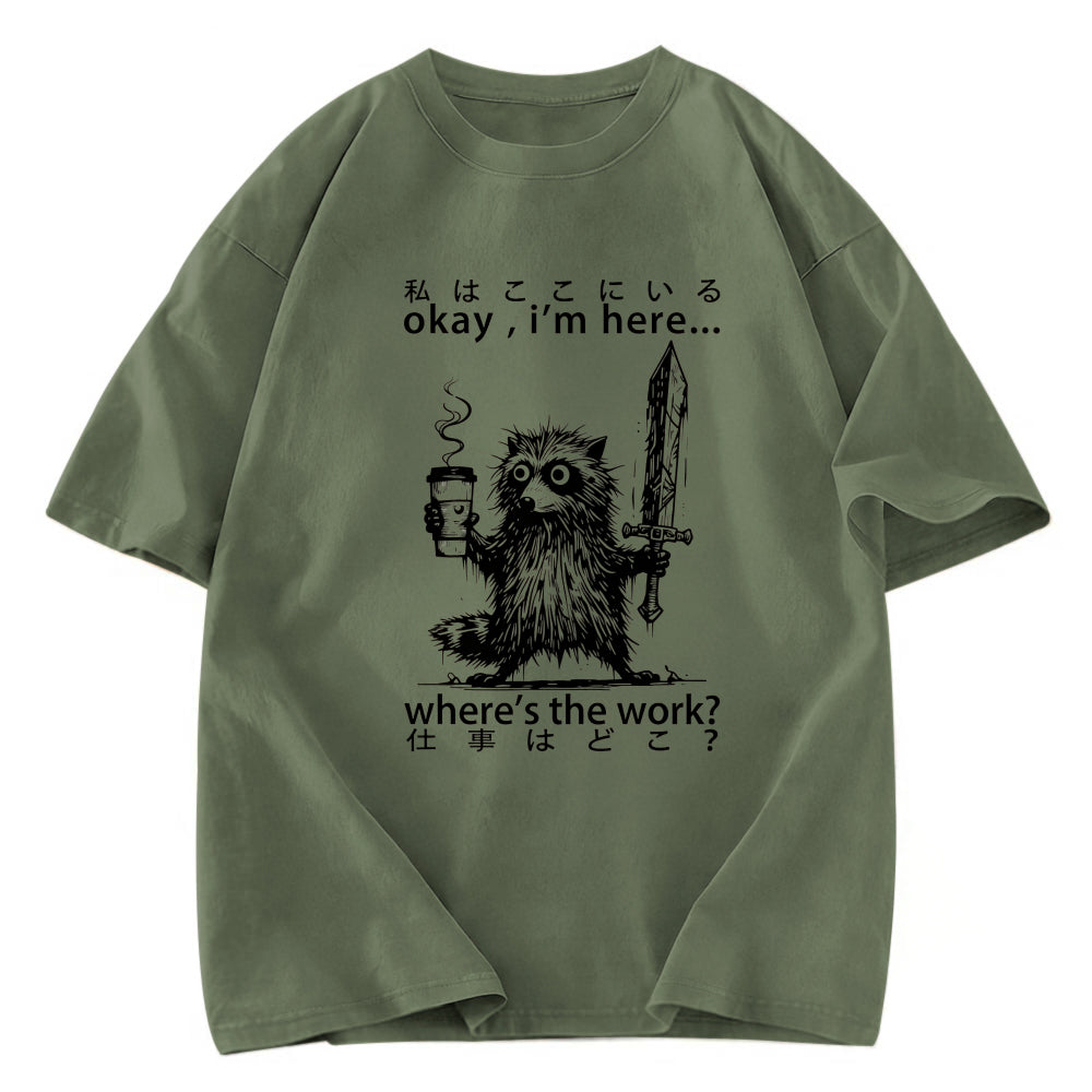 Tokyosol Raccoon Ready To Work Washed T Shirt