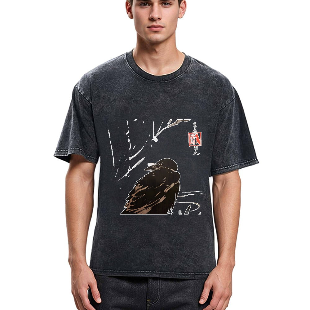Tokyosol Crow And Reeds Washed T Shirt