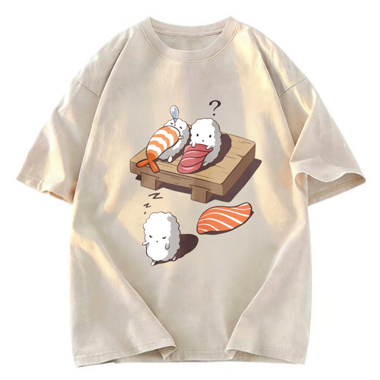 Tokyosol Funny Sleep Walking Nigiri Sushi Washed T Shirt
