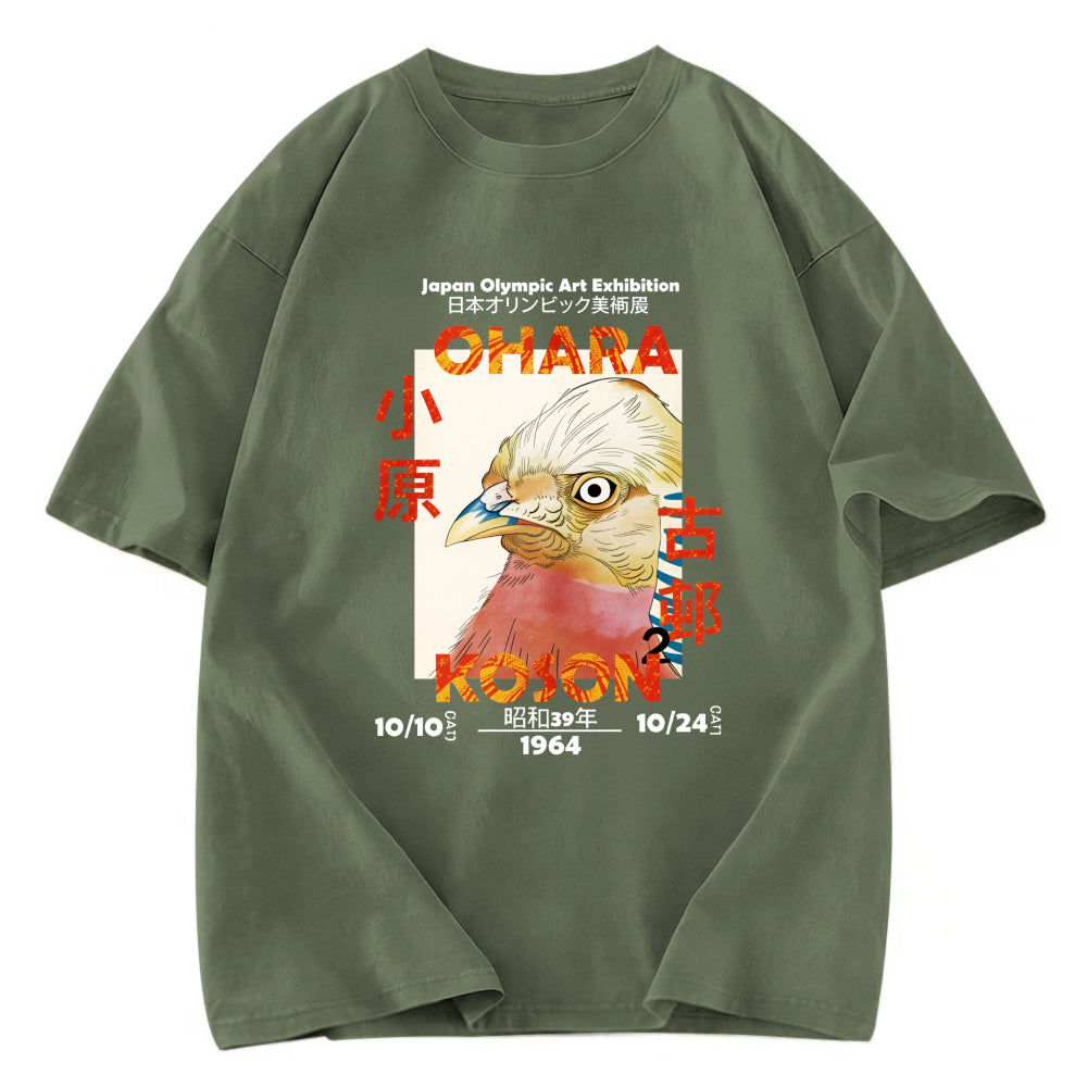 Tokyosol Japanese Bird Poster Washed T Shirt