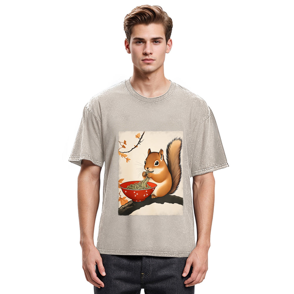 Tokyosol Squirrel Eating Ramen Washed T Shirt