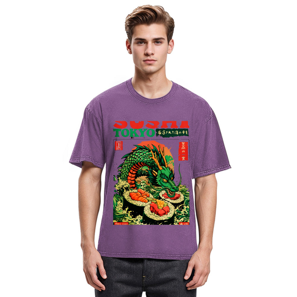 Tokyosol Ocean Dragon Sushi Washed T Shirt