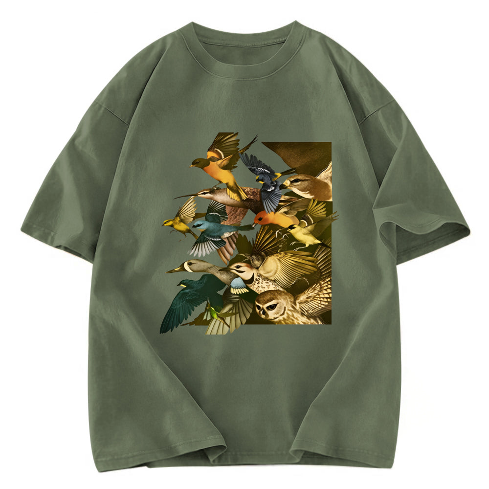Tokyosol Flock Of Flying Birds Washed T Shirt