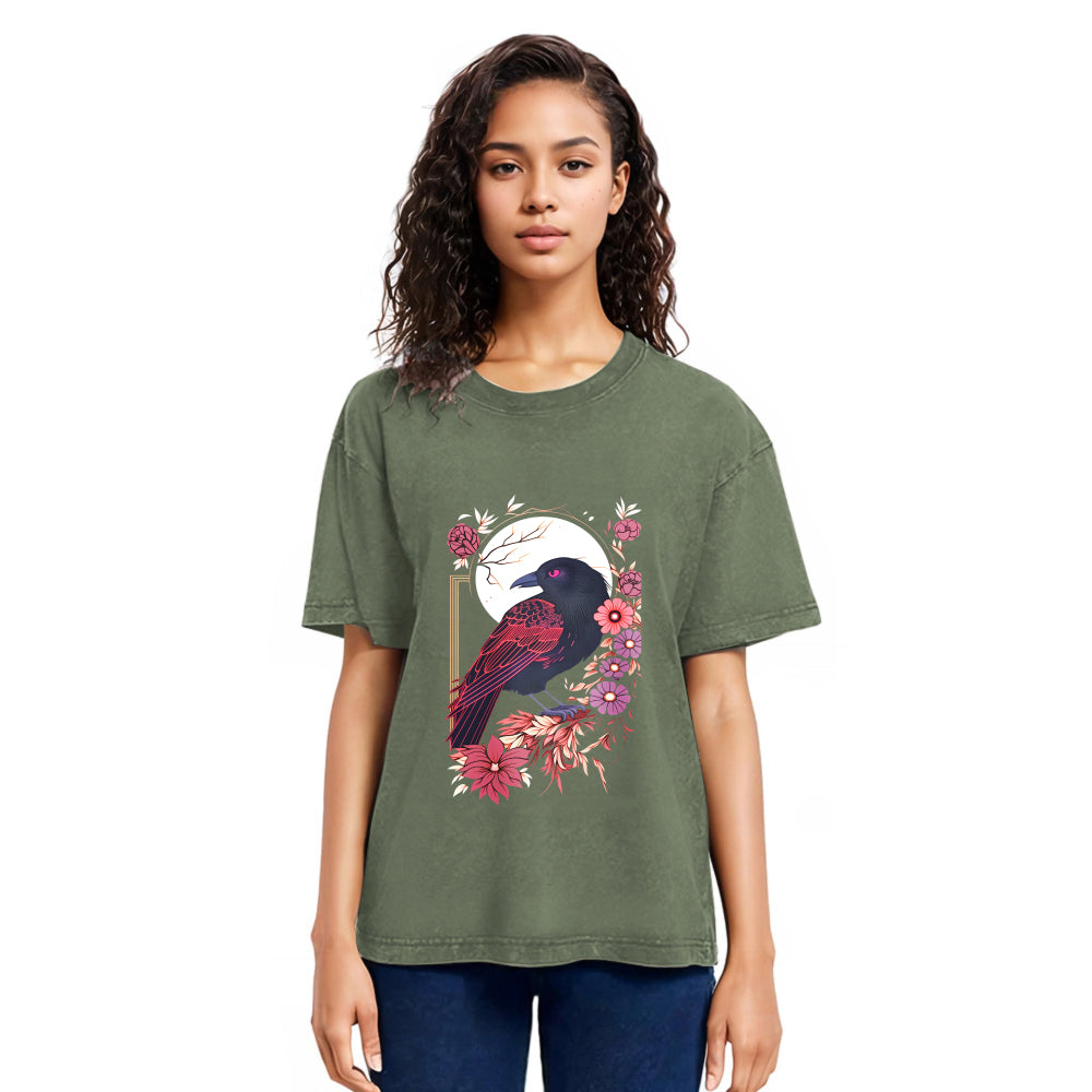 Tokyosol Goth Raven Moon Washed T Shirt
