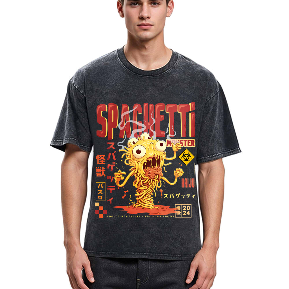 Tokyosol Monster Spaghetti Japanese Retro Tokyo Washed T Shirt