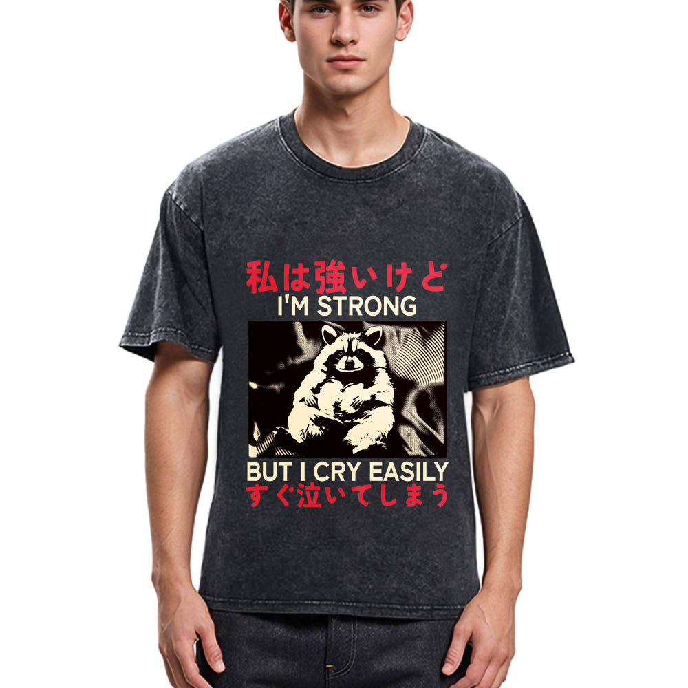 Tokyosol Littlespring I Am Strong Raccoon Washed T Shirt