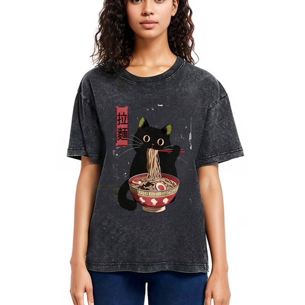 Tokyosol Vintage Japanese Cat Washed T-Shirt