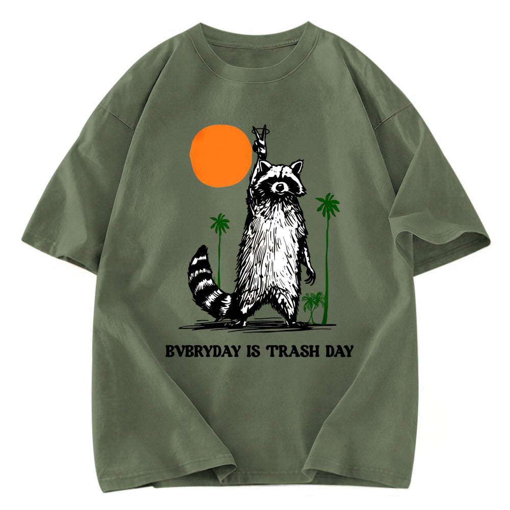 Tokyosol Everyday Is Trash Day Raccoon Washed T Shirt