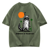 Tokyosol Everyday Is Trash Day Raccoon Washed T Shirt
