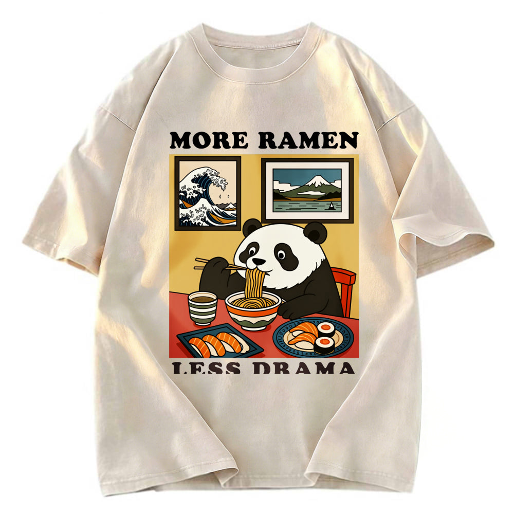Tokyosol More Ramen Less Drama Panda Washed T-Shirt
