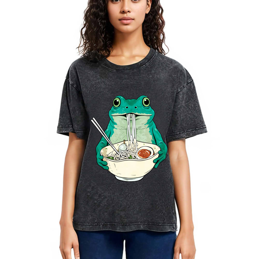 Tokyosol Vintage Frog Ramen Japanes Washed T-Shirt
