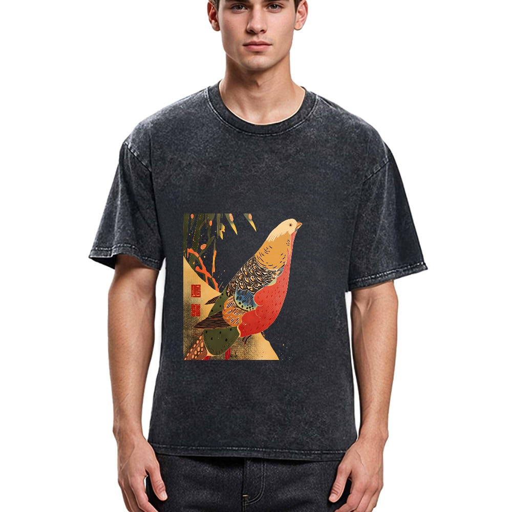 Tokyosol Golden Pheasant In The Snow Washed T Shirt