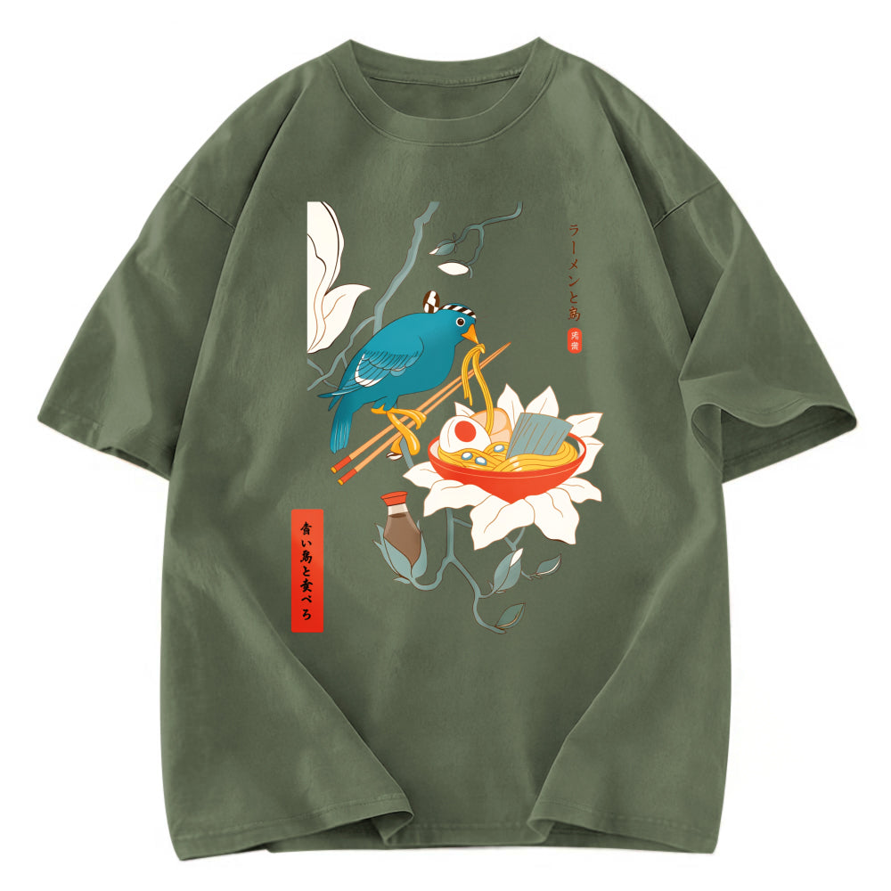 Tokyosol Bird And Ramen Ukiyoe Washed T Shirt