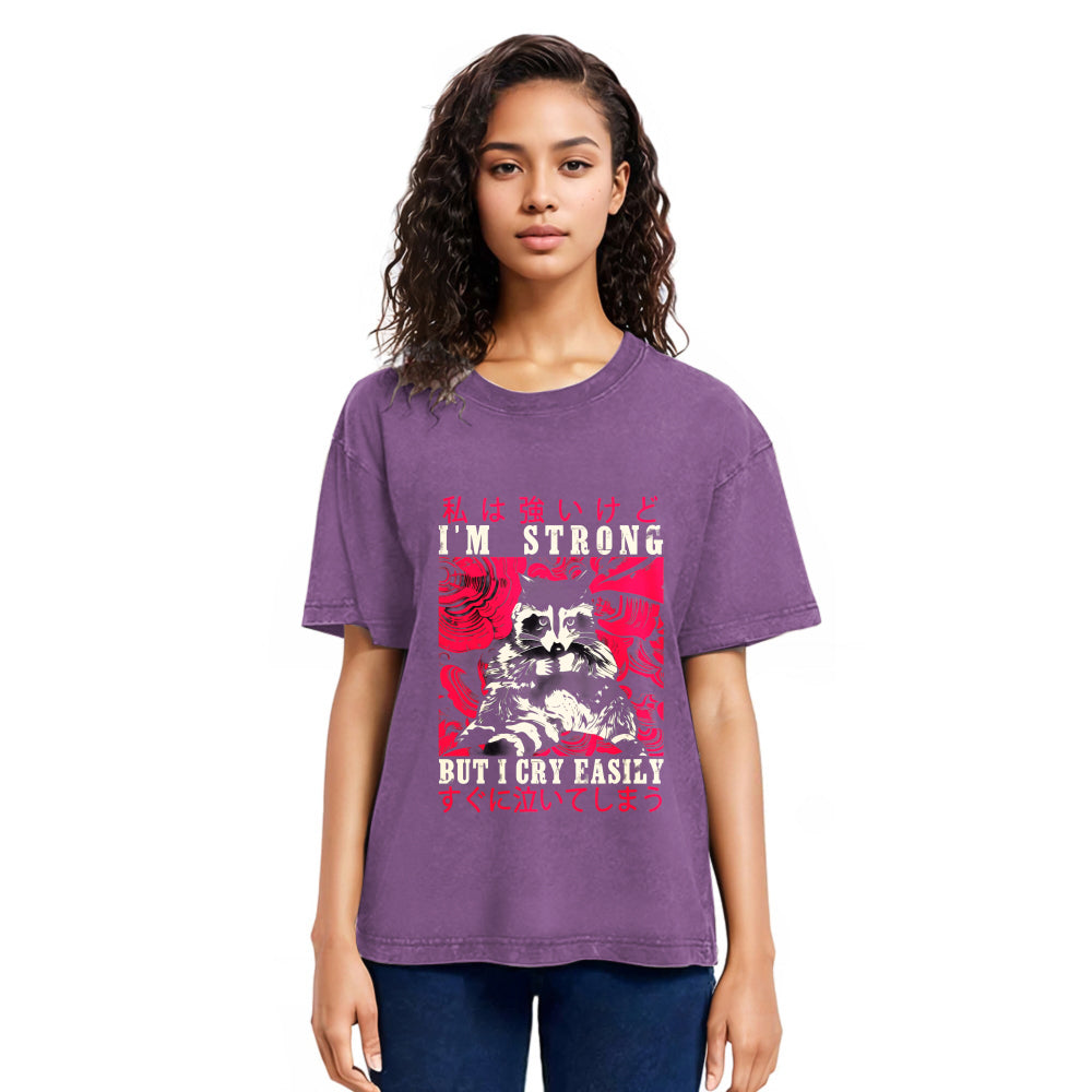 Tokyosol I Am Strong Raccoon Washed T Shirt