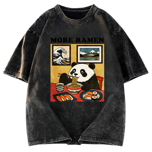 Tokyosol More Ramen Less Drama Panda Washed T-Shirt
