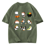 Tokyosol Cute Sports Sushi Washed T Shirt
