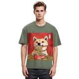 Tokyosol Shiba Lnu Eating Ramen Washed T Shirt