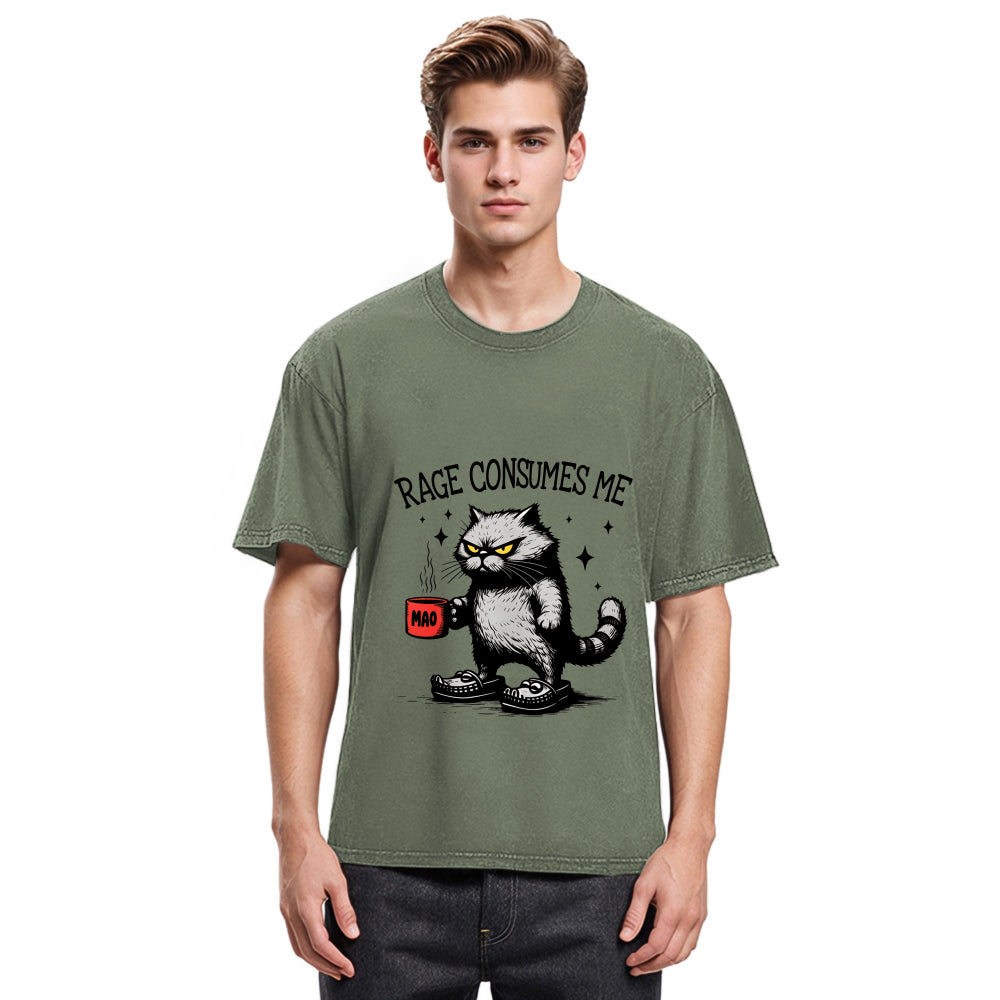 Tokyosol Rage Consumes Me Cat Washed T Shirt