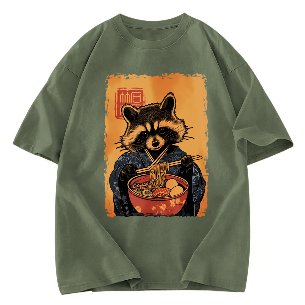 Tokyosol Ramen Obsessed Raccoon Washed T Shirt