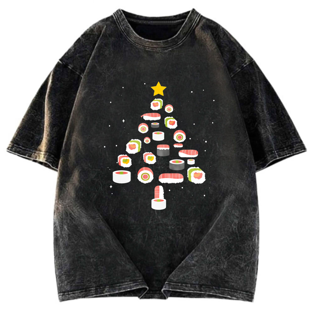 Tokyosol Sushi Christmas Tree Washed T Shirt