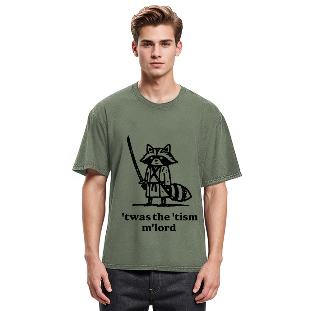 Tokyosol Focused Samurai Raccoon Washed T Shirt