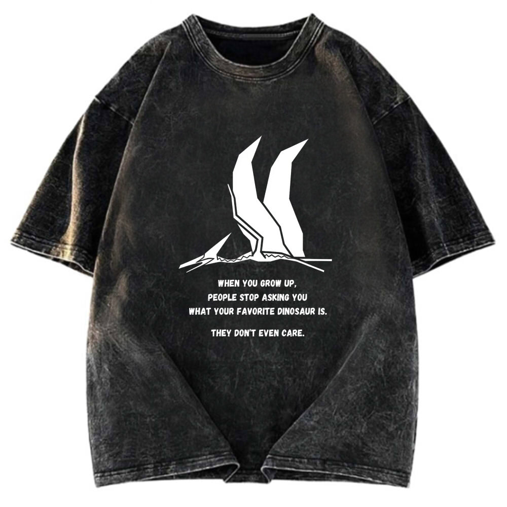 Tokyosol Funny Dinosaur Washed T Shirt