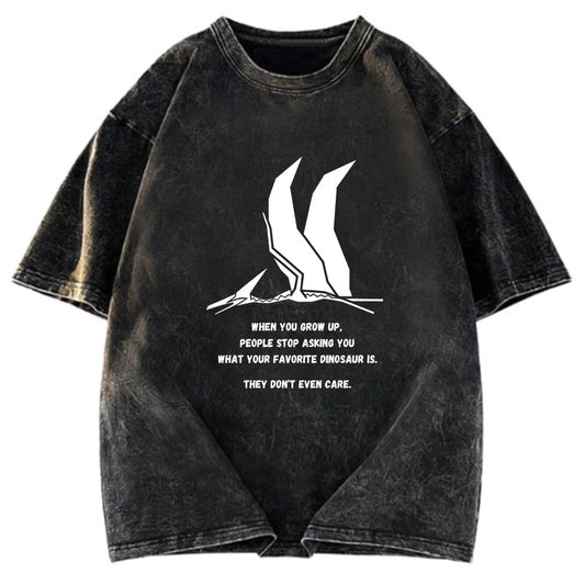 Tokyosol Funny Dinosaur Washed T Shirt