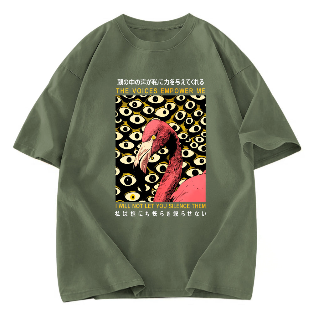 Tokyosol The Voices Empower Me Flamingo Washed T Shirt