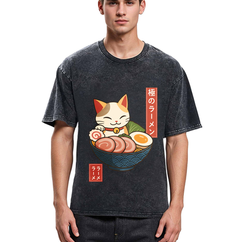 Tokyosol Neko Ramen Washed T Shirt