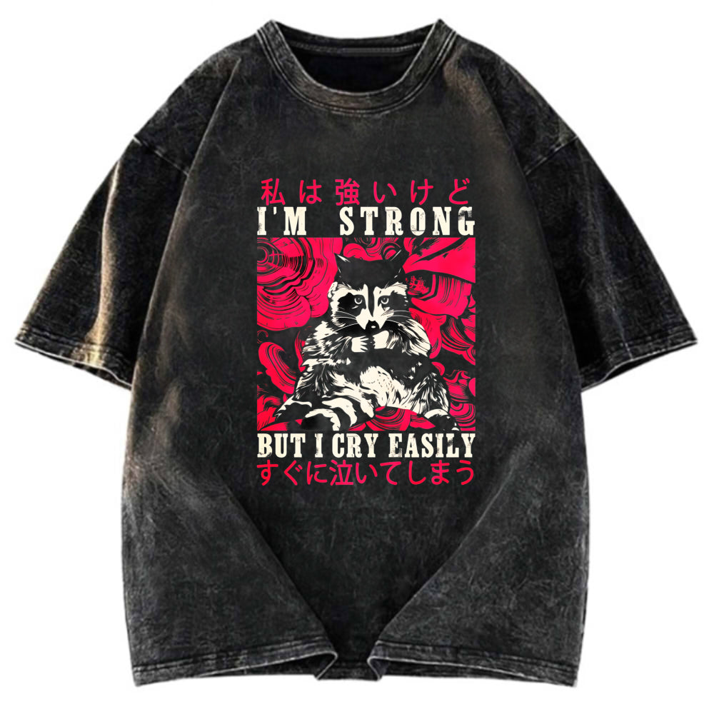 Tokyosol I Am Strong Raccoon Washed T Shirt