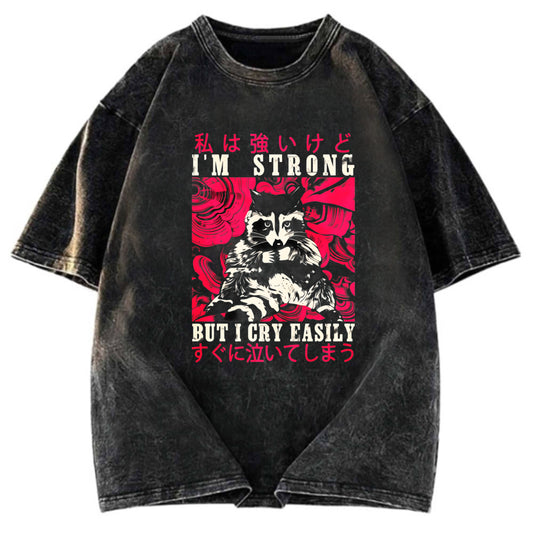 Tokyosol I Am Strong Raccoon Washed T Shirt