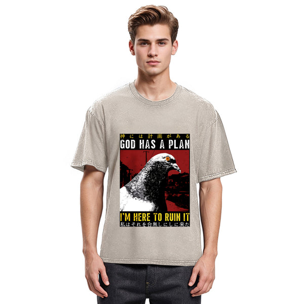 Tokyosol Pigeons That Want To Break The Plan Washed T Shirt