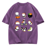 Tokyosol Cute Sports Sushi Washed T Shirt