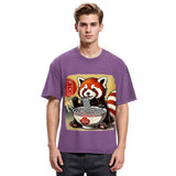 Tokyosol Cute Raccoon Eating Ramen Washed T Shirt