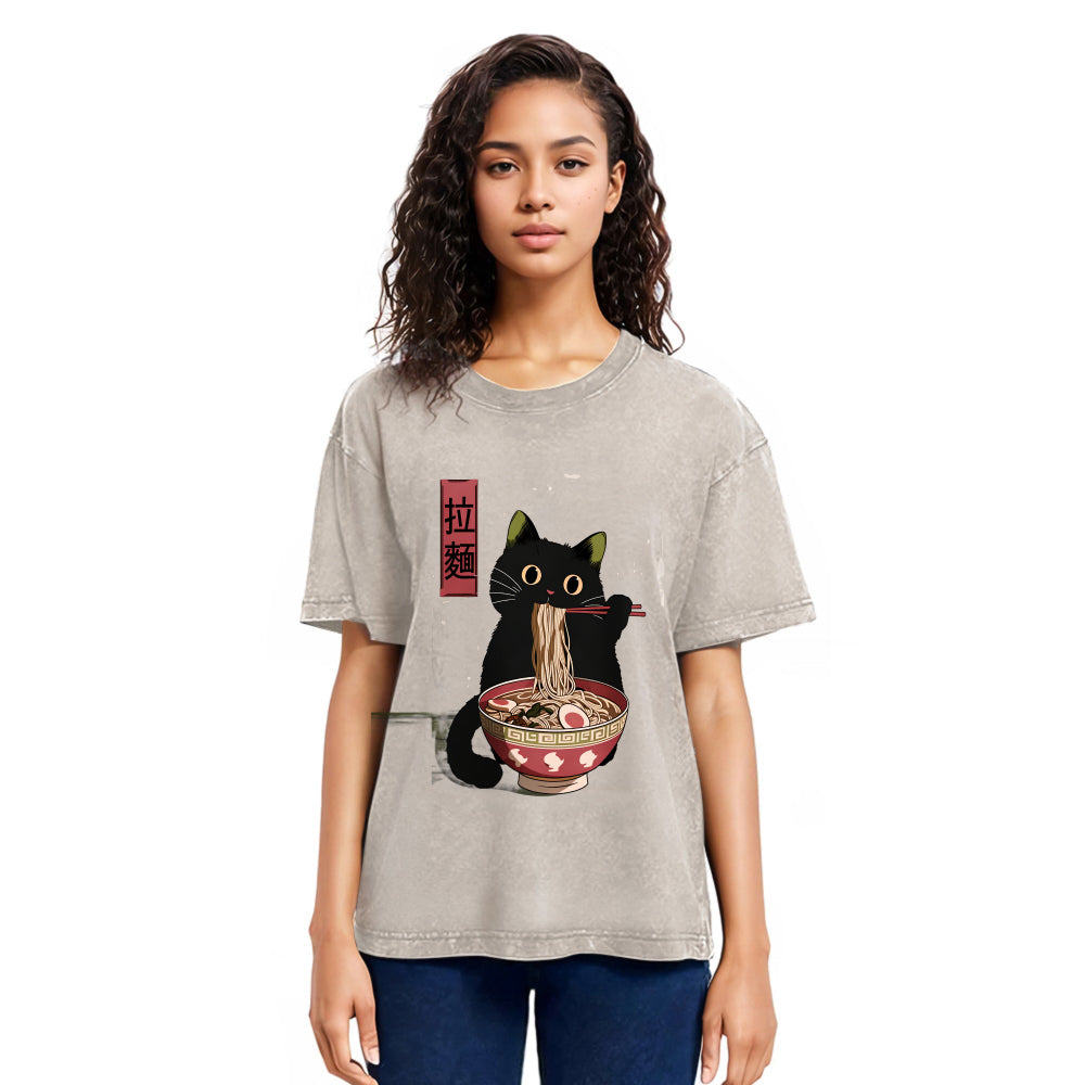 Tokyosol Vintage Japanese Cat Washed T-Shirt