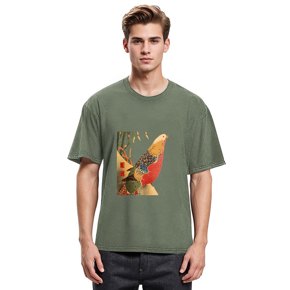 Tokyosol Golden Pheasant In The Snow Washed T Shirt
