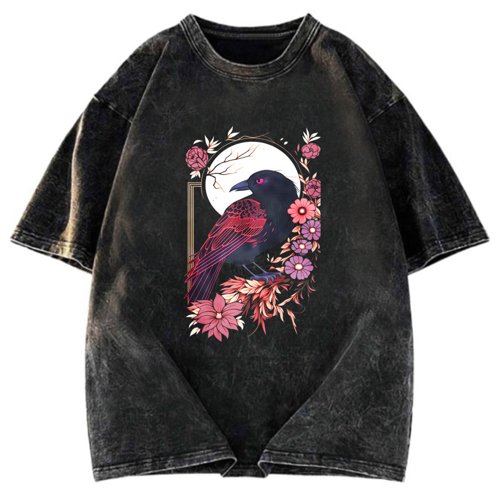 Tokyosol Goth Raven Moon Washed T Shirt