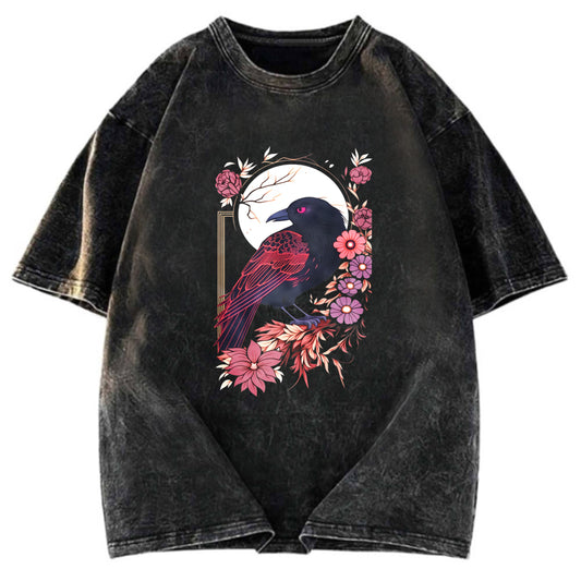 Tokyosol Goth Raven Moon Washed T Shirt