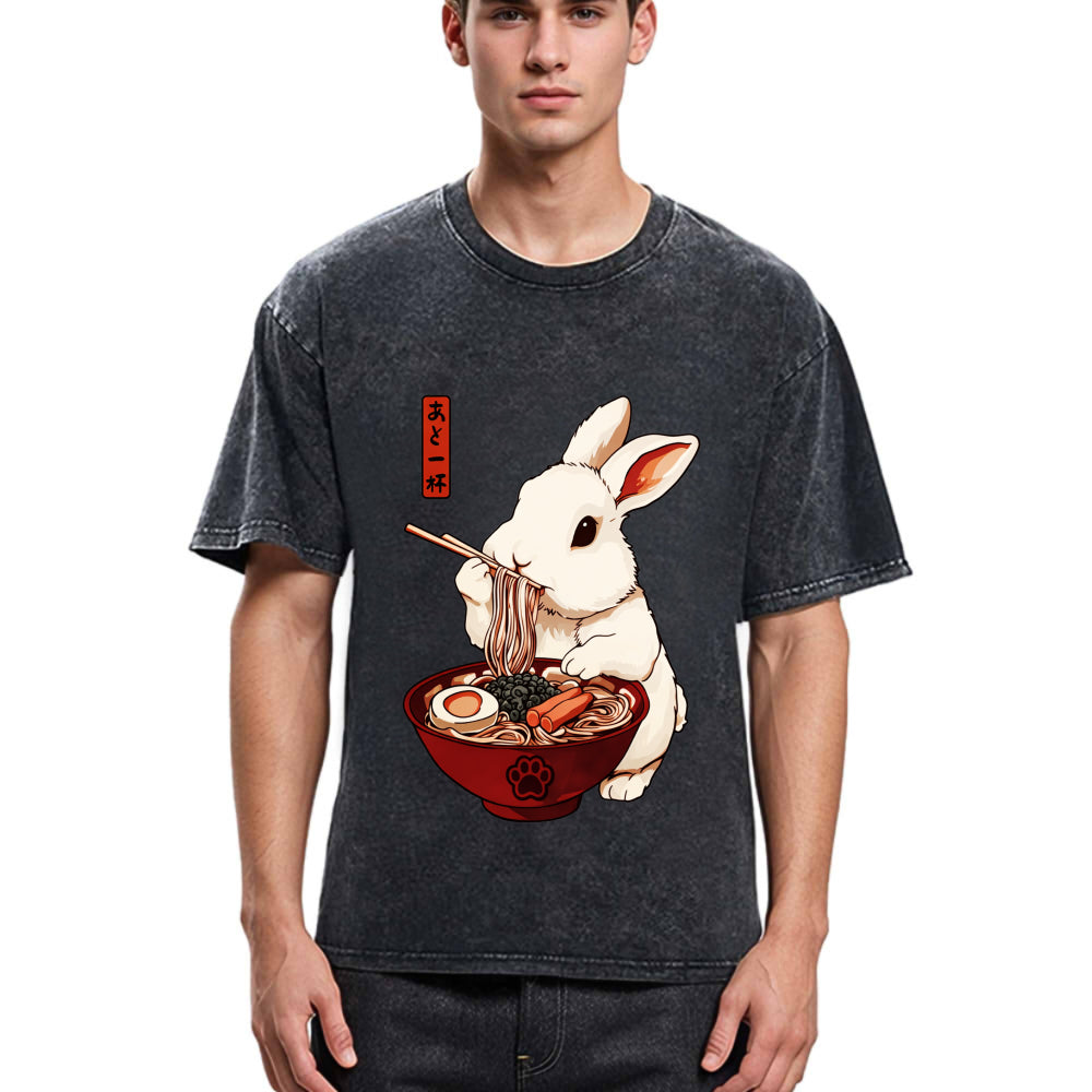 Tokyosol Bunny:One More Bowl, Please! Washed T-Shirt