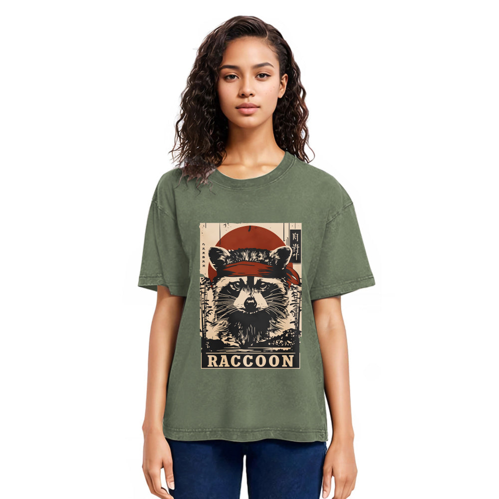 Tokyosol Raccoon Commando Vintage Washed T Shirt