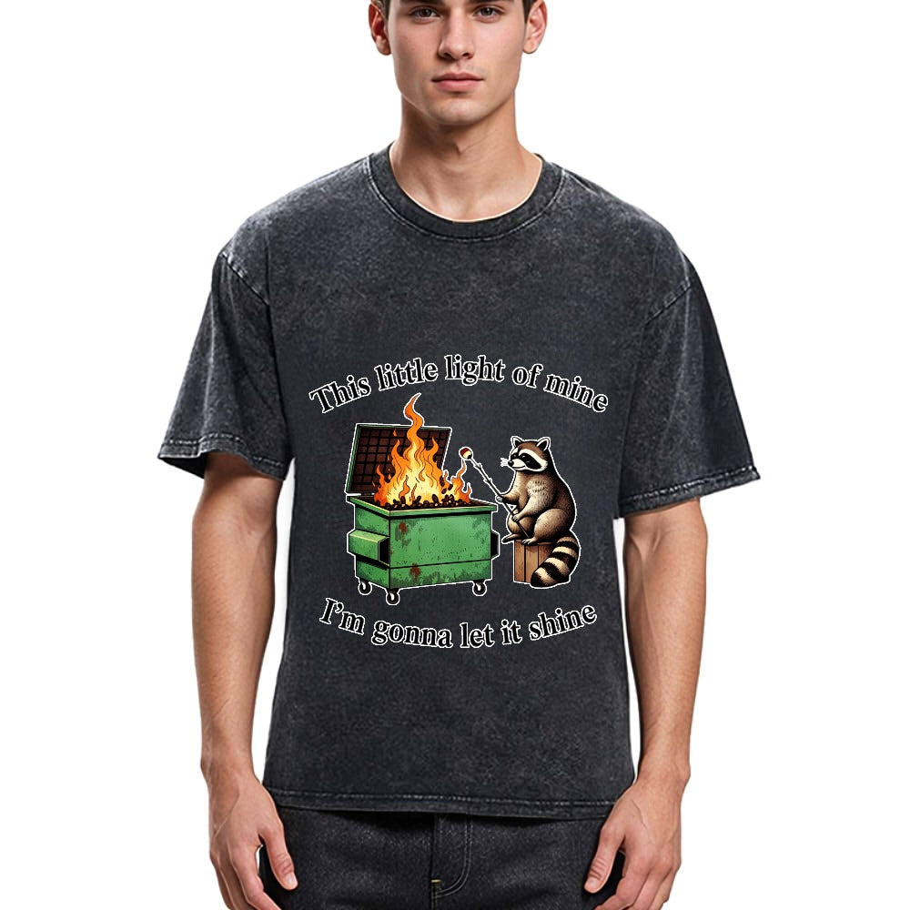 Tokyosol Dumpster Fire Raccoon Washed T Shirt