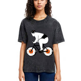 Tokyosol Sumo Riding A Sushi Bike Washed T Shirt