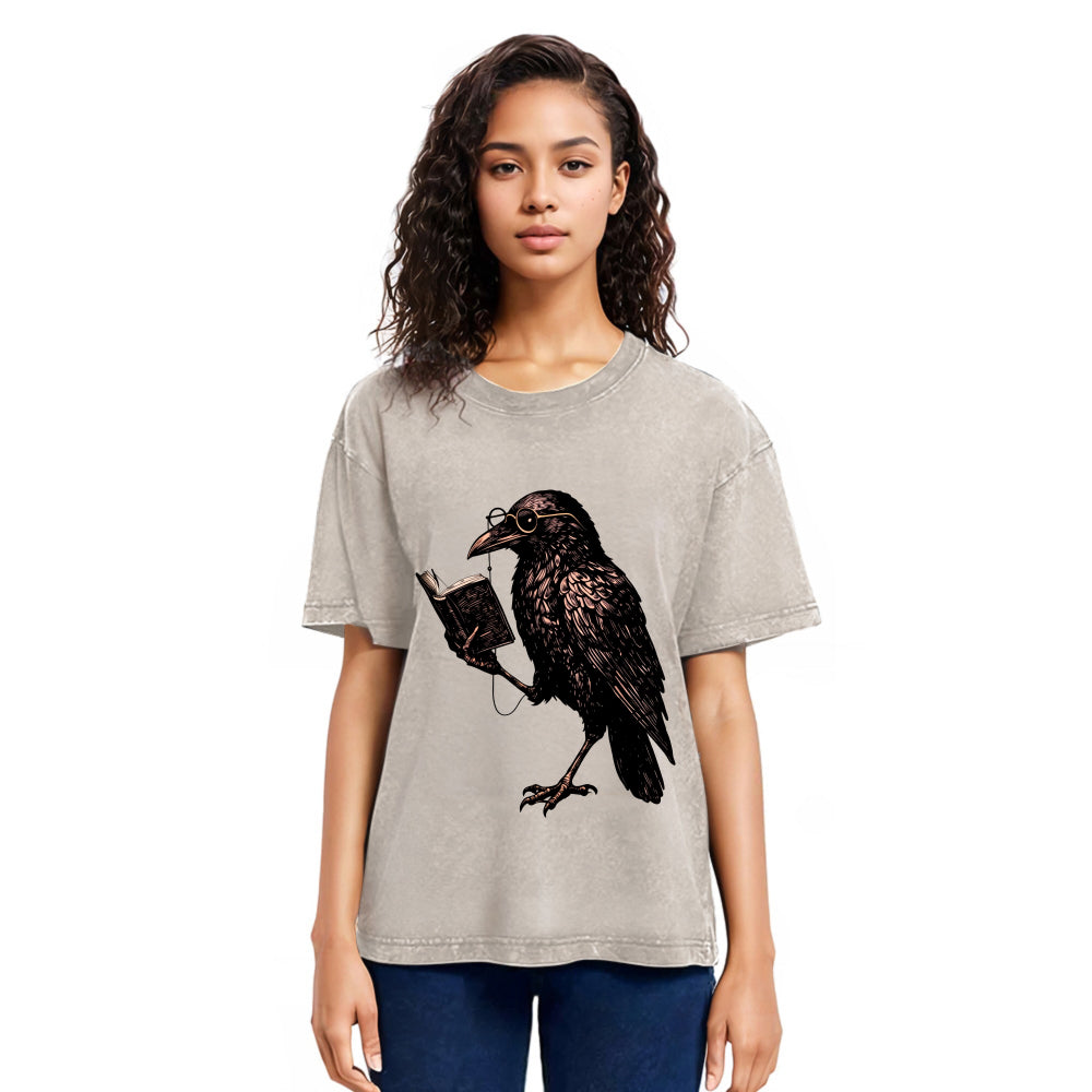 Tokyosol Vintage Raven Book Washed T Shirt