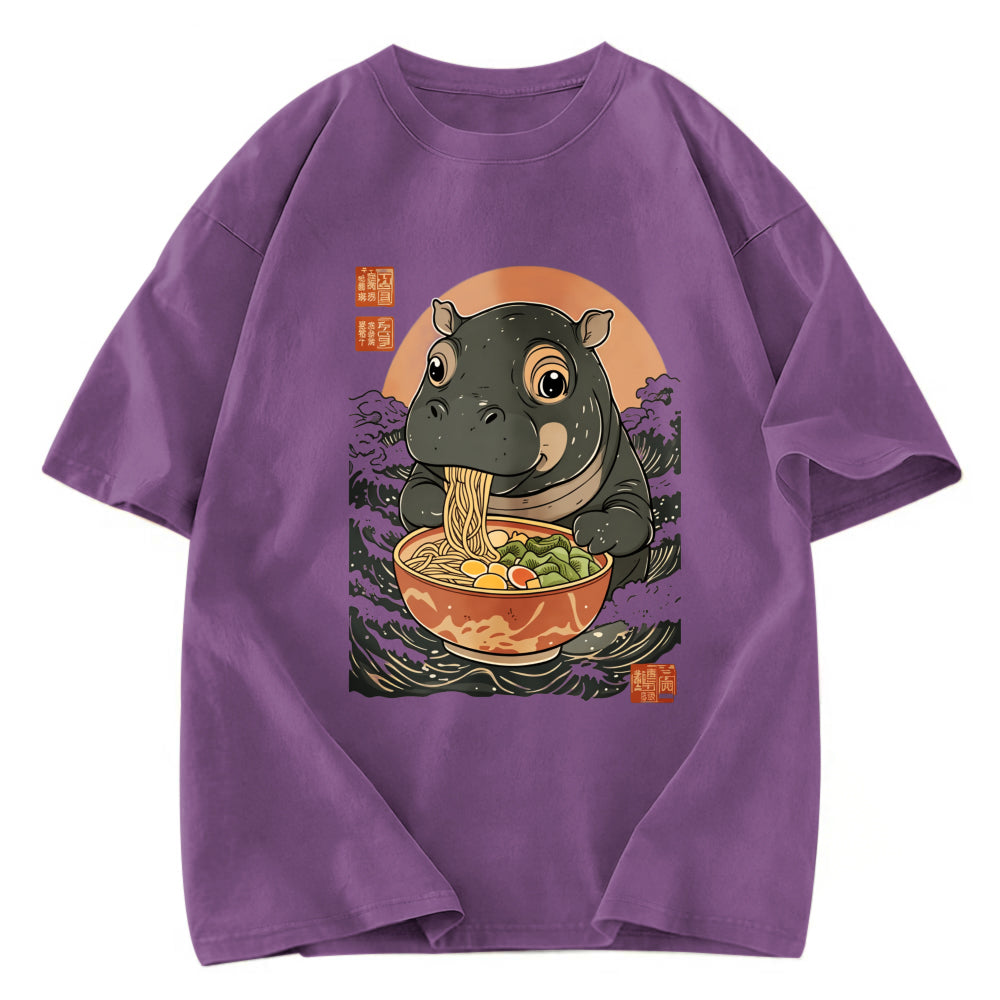 Tokyosol Moo Deng Eat Ramen Washed T Shirt