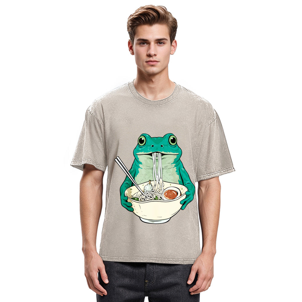 Tokyosol Vintage Frog Ramen Japanes Washed T-Shirt