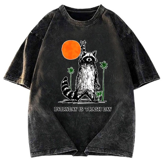 Tokyosol Everyday Is Trash Day Raccoon Washed T Shirt