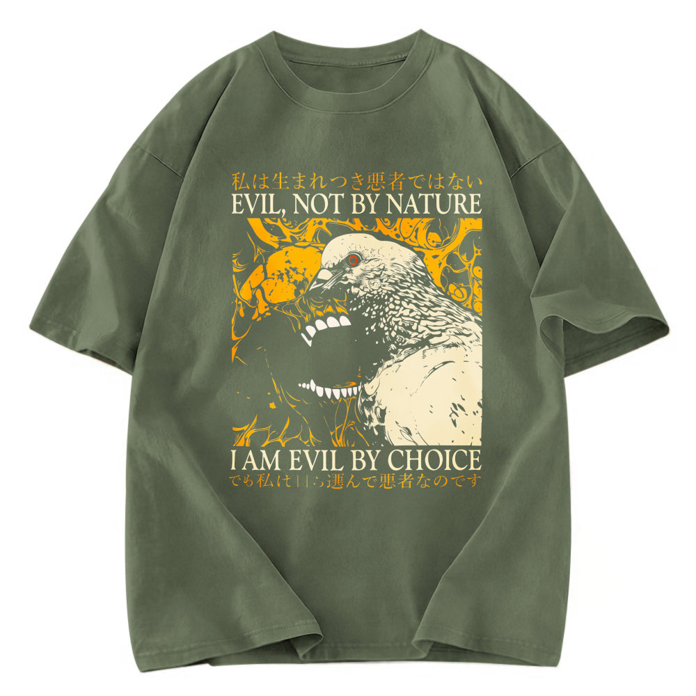 Tokyosol Evil By Choice Funny Japanese Pigeon Washed T Shirt