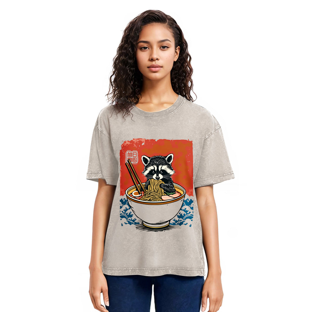 Tokyosol Ramen Lover Raccoon Jean T Shirt